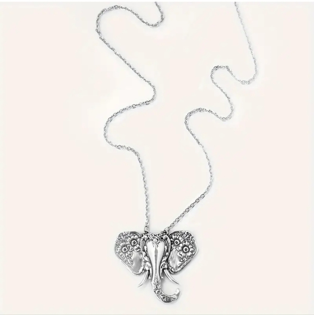 BOHO FLOWER ELEPHANT NECKLACE ZINC ALLOY NYG - Picture 2 of 4